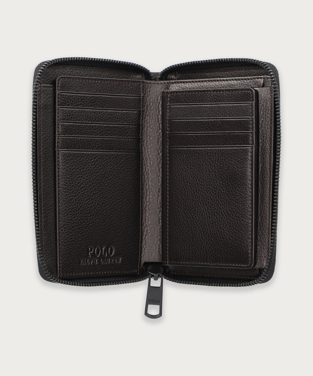 ソフトシュリンクレザー ラウンドジップ ビルフォールド コイン ウォレット