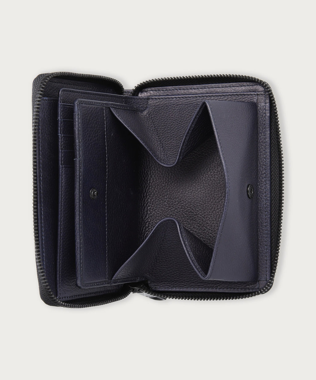 ソフトシュリンクレザー ラウンドジップ ビルフォールド コイン ウォレット