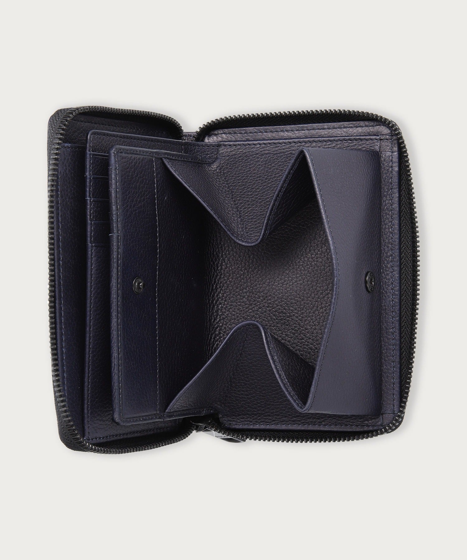 ソフトシュリンクレザー ラウンドジップ ビルフォールド コイン ウォレット