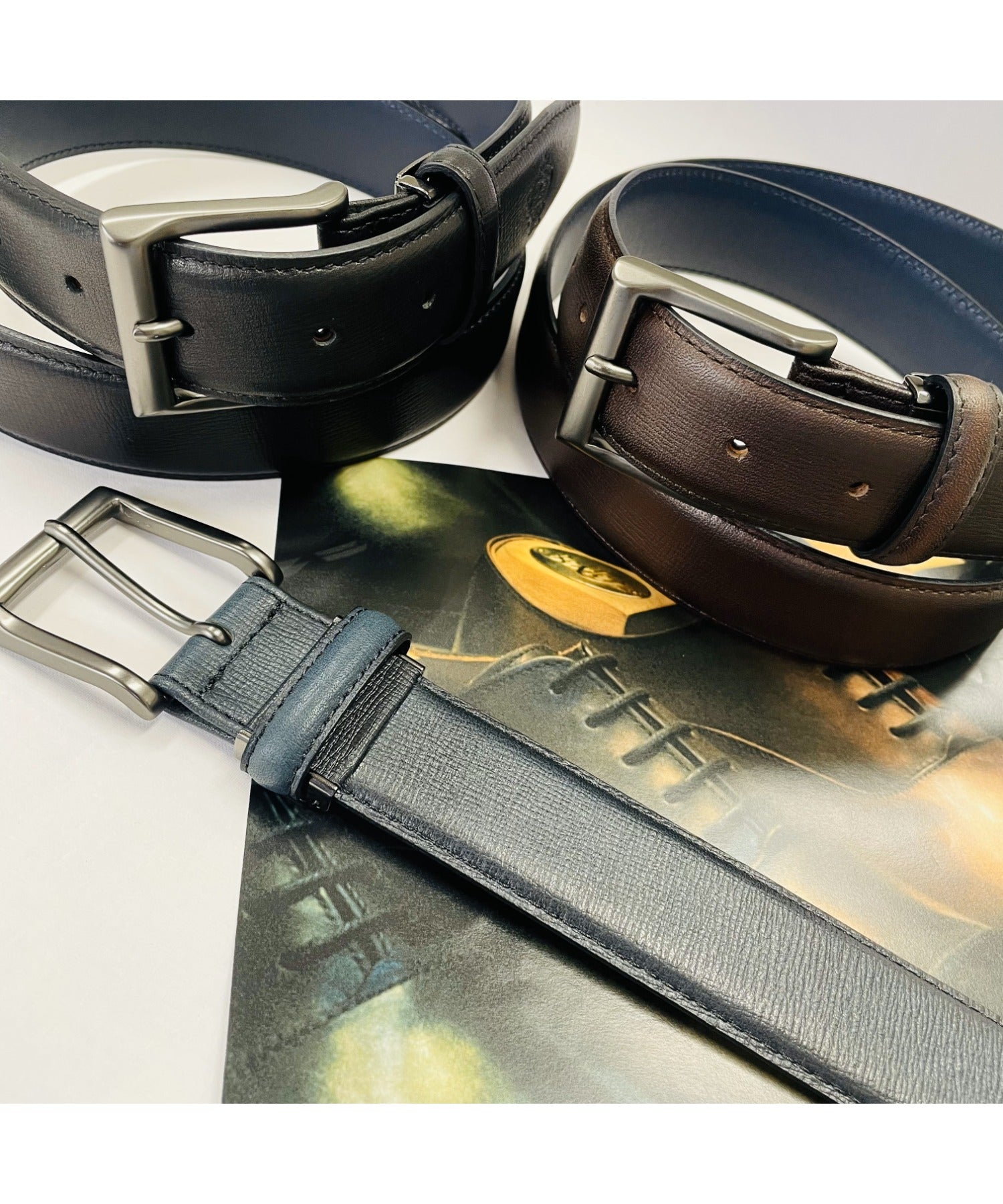 エンボスレザー 32mm カジュアルベルト